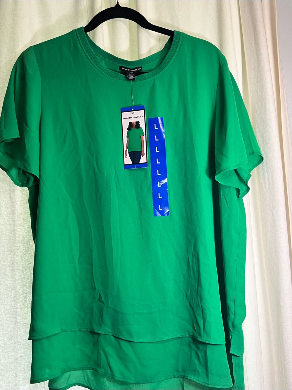 Hilary Radley Emerald Green Layered-Hem Top